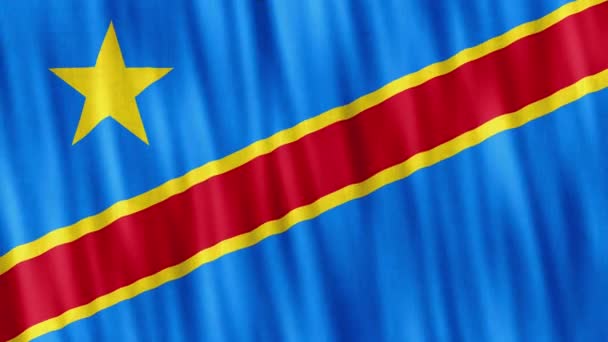 Democratic Republic Congo National Flag Seamless Loop Animation Closeup Waving — Stock Video