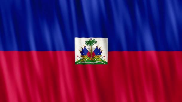 Bandera Nacional Haití Inconsútil Animación Bucle Primer Plano Saludando Alta — Vídeos de Stock