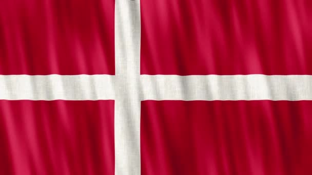 Dánská Národní Vlajka Bezešvé Smyčkové Animace Detailní Mávání Kvalitní Uhd — Stock video