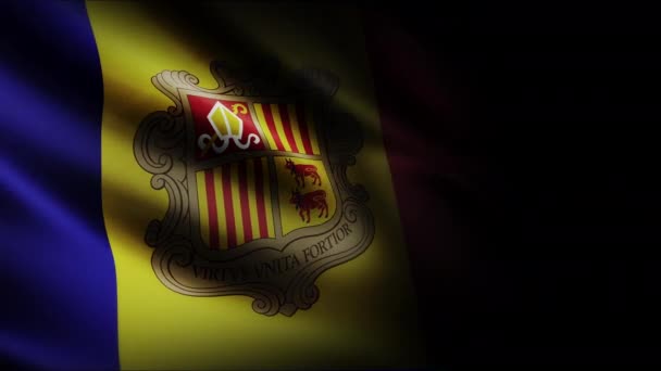 Andorra Waving Flag Seamless Loop Animation Closeup Waving High Quality — стоковое видео