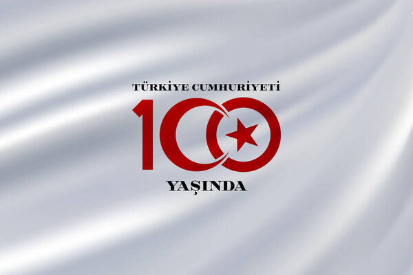 29 Ekim Cumhuriyet Bayrami kutlu olsun, Republic Day in Turkey. Translation: The Republic of Turkey is 100 years old. Vector illustration, poster, celebration card, graphic, post and story design.
