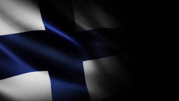芬兰飘扬的国旗 无缝圈动画特写挥手 高质量4K Uhd Fps镜头 — 图库视频影像