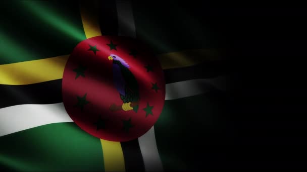 Флаг Доминики Бесшовный Цикл Анимации Крупным Планом Машет Высококачественный Кадров — стоковое видео
