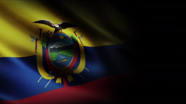 Ekvador Dalgalanan Bayrak Kusursuz Döngü Animasyonu Yakın Plan Sallıyor Yüksek — Stok video
