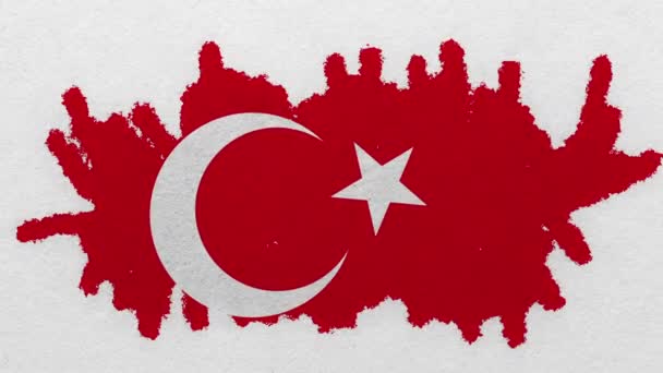 Nationell Flagga Turkiet Från Borste Stop Motion Effekt Utseende Flagga — Stockvideo