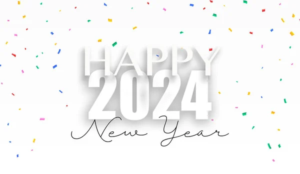 2024年新年庆祝与五彩纸屑雨 新年快乐 — 图库照片#
