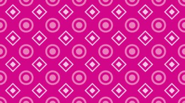 Animasyon pembe, pürüzsüz, yanıp sönen daire ve kare arkaplan. Yüksek kalite 4k görüntü