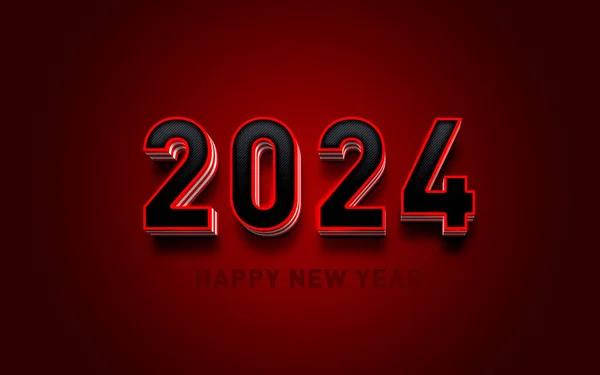 レッド3D 2024テキスト 新年のお祝い ハッピーニューイヤー 2024 — ストック写真