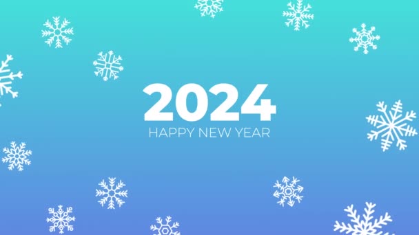 2024 Happy New Year Text Effect Cinematic Title Blue Gradient — Stock Video