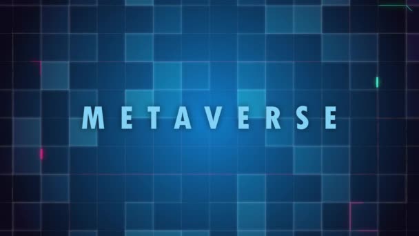 Glitch Metaverse Text Lines Reveal Opening Sameless Square Hud Video — Stockvideo