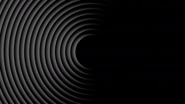 円の最小ブラックライト背景パターン ループ可能な3Dリング効果アニメーション 背景のための抽象的なモノクロフラットビビッドテンプレート 高品質の4K 60Fps — ストック動画