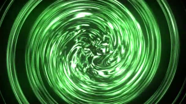 Futuristic Spiral Motion Green Elements Abstract Glowing Movement Black Background — Stock Video