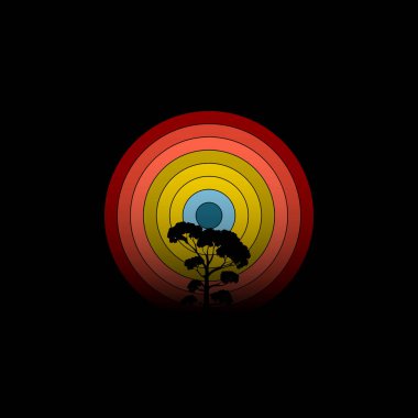 Ağaç ile geçmişe dönük eski moda tişört tasarımı