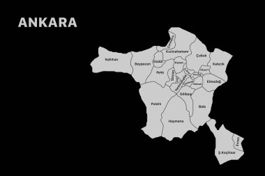 Ankara bölge haritası, Türkiye 'de izole şehir haritası.