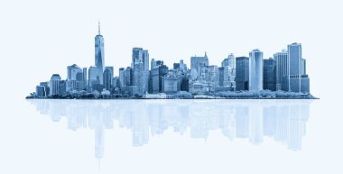 Finansal Bölge 'nin Skyline Panoraması ve Aşağı Manhattan, New York, ABD