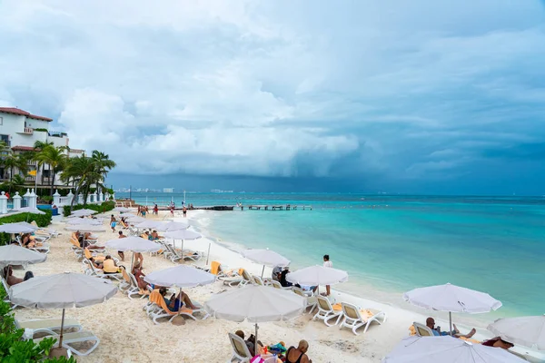 Cancun Meksyk Września 2021 Turyści Plaży Hotelu All Inclusive Cancun — Zdjęcie stockowe