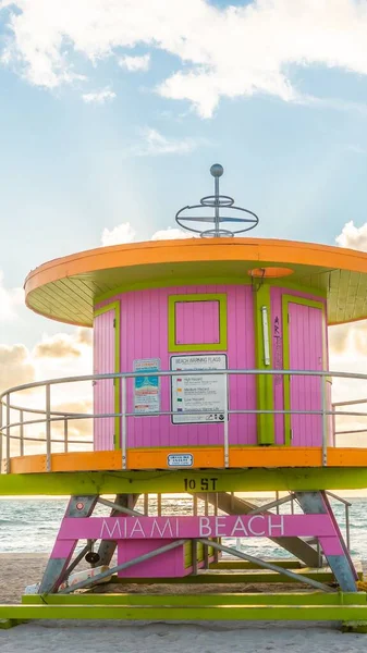 Lifeguard hut on the beach, Miami Beach, Florida, USA