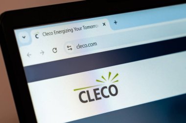 New York, ABD - 21 Aralık 2024: Cleco web sitesi logolu dizüstü bilgisayar ekranında görüntülendi. Konut ve ticaret için elektrik hizmetleri ve elektrik çözümleri sağlayan enerji şirketi