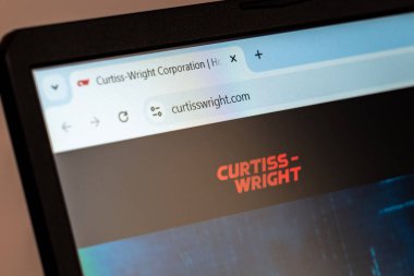 New York, USA - December 21, 2024: Curtiss-Wright website homepage displayed on laptop screen with logo. Engineering and defense company providing advanced technologies and products clipart