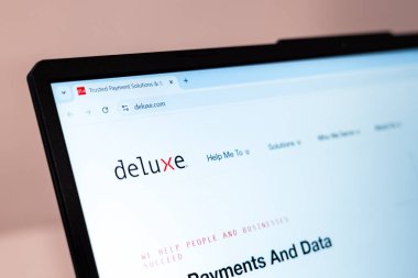 New York, ABD - 01 Ocak 2025: Ödeme işlemleri ve veri yönetimi çözümlerinin yer aldığı lüks web sitesi bilgisayar ekranında gösterildi