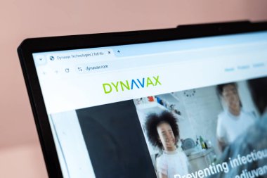 New York, USA - January 01, 2025: Dynavax Technologies website on computer screen highlighting biotechnology innovations and vaccine research clipart