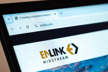 New York, ABD - 07 Ocak 2025: EnLink Midstream web sitesi Enerji altyapısı ve ulaşım hizmetlerini gösteren ana sayfa