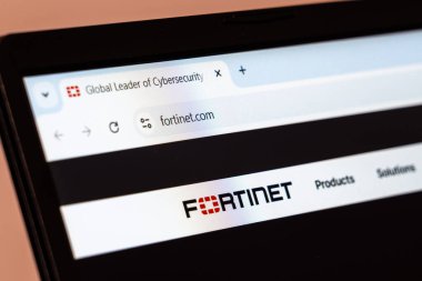 New York, USA - January 10, 2025: Fortinet website highlighting cybersecurity solutions and network security clipart