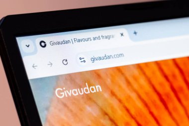 New York, USA - January 10, 2025: Givaudan flavours and fragrances company website homepage displayed with logo on laptop screen clipart