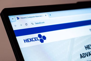 New York, USA - January 17, 2025: Hexcel website displayed on laptop screen showcasing advanced materials brand and composite solutions clipart