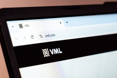 New York, USA - January 20, 2025: VML website showcasing marketing and digital advertising solutions displayed on a screen clipart