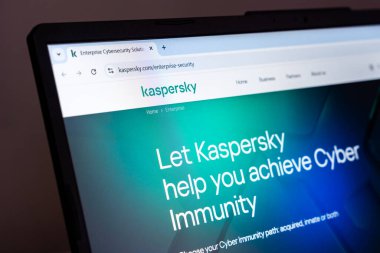 New York, ABD - 22 Ocak 2025: Kaspersky resmi girişim siber güvenlik çözümleri web sitesi