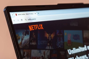 New York, ABD - 31 Ocak 2025: Netflix akış ve eğlence platformu web sitesi dizüstü bilgisayar ekranında gösterildi