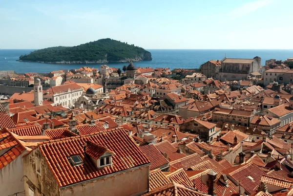 View Old City Wall Dubrovnik Lokrum Island Croatia — Stock Photo, Image