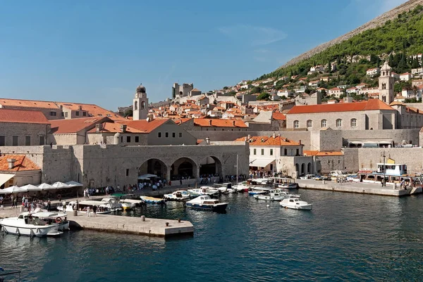 Boats Port Dubrovnik City Croatia — Stock Photo, Image