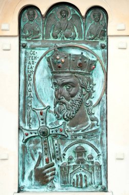 Kutsal Prens Volodymyr 'in Kutsal Bakire Meryem Kyiv Katedrali cephesinde rahatlaması, Ukrayna