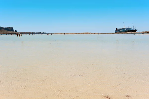 stock image Shallow water of Balos bay in Greece