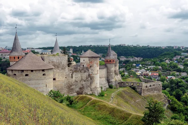Vista Para Kamianets Podilskyi Castelo Ucrânia — Fotografia de Stock