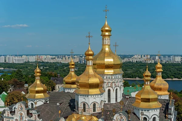 Kyiv Ukrayna Daki Kyiv Pechersk Lavra Nın Altın Kubbeleri Stok Resim