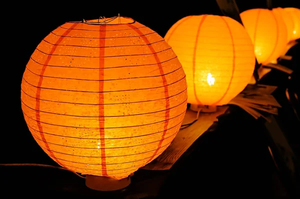 Grande Lanterne Orange Dans Style Japonais — Photo