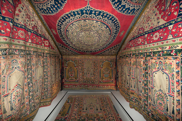 Marquee made of decorative ornate carpets