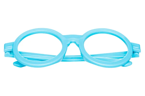 蓝色镜框 白色背景下隔离的眼镜 — 图库照片