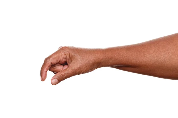 Γυναικείο Χέρι Που Μαζεύει Απομονωμένο Λευκό Φόντο — Φωτογραφία Αρχείου