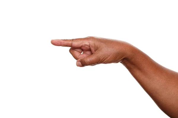 Kobieta Ręką Dotykając Ekranu Wirtualnego Białym Tle — Zdjęcie stockowe
