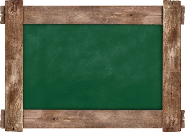 Groen Krijtbord Met Houten Frame Geïsoleerd Witte Achtergrond — Stockfoto