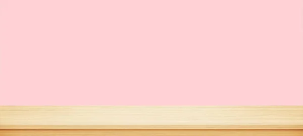 Leere Braune Holzplatte Auf Rosa Hintergrund Vorlage Attrappe Zur Anzeige — Stockfoto