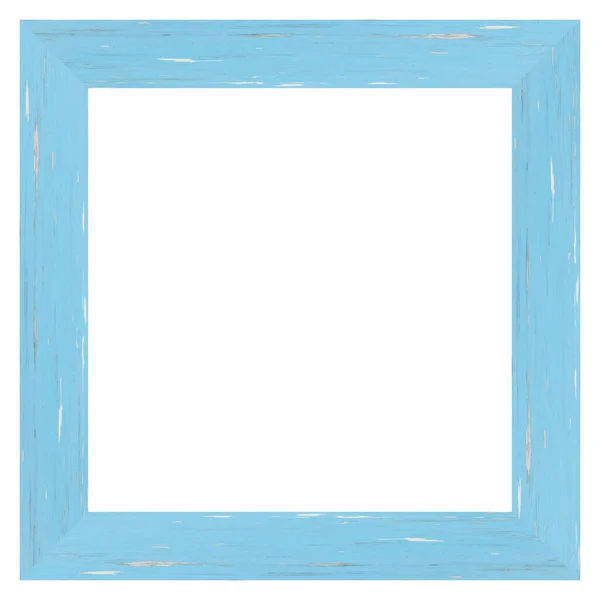 Blauwe Houten Fotolijst Witte Achtergrond — Stockfoto