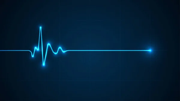 Emergency Ekg Monitoring Blue Glowing Neon Heart Pulse Heart Beat — Image vectorielle