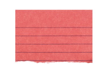 Beyaz arkaplanda izole edilmiş kırmızı yırtık kağıt sayfaları, kırpma yolu