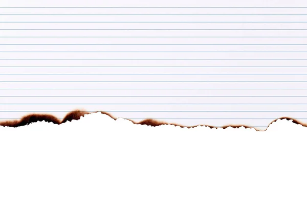 Notebook Papír Vypálil Polovinu Izolované Bílém Pozadí Výstřižkem Cestu — Stock fotografie