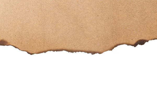 Burn Brown Paper Half Isolated White Background Clipping Path — Stock Photo, Image